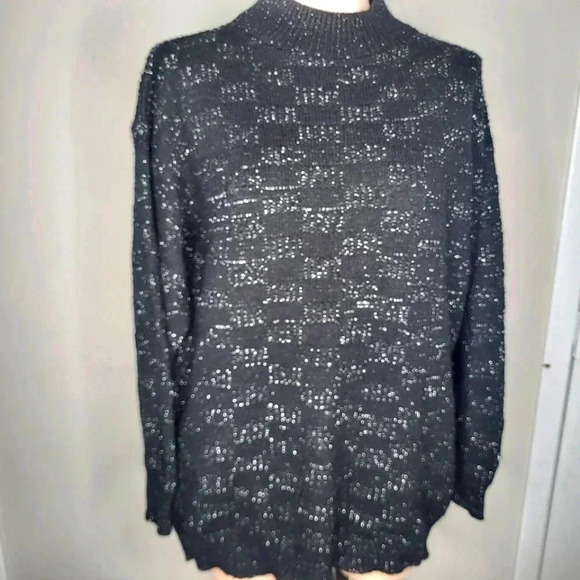 Vintage American Pride Womens Black & Silver Metallic Sweater Size Large - Picture 1 of 7
